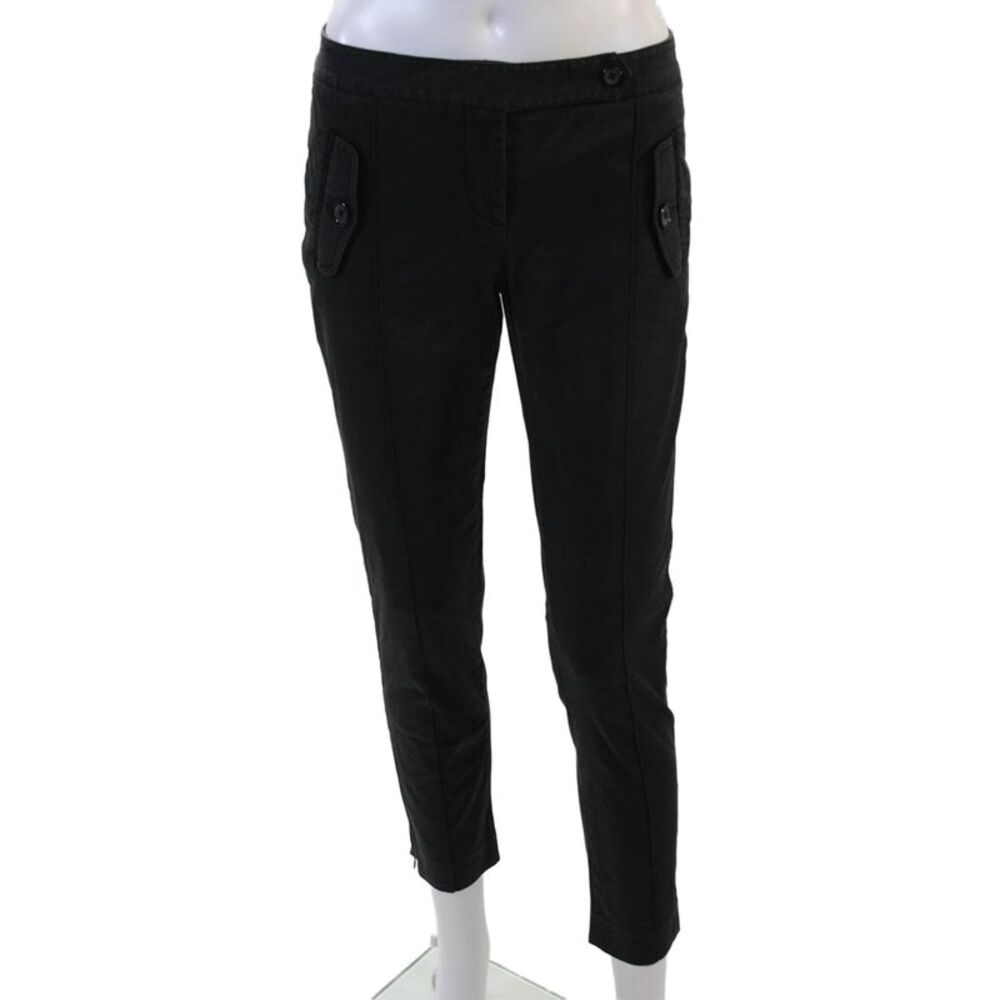 Robert Rodriguez Black Label Women Ankle Cropped Pants Black Army Button Size 2